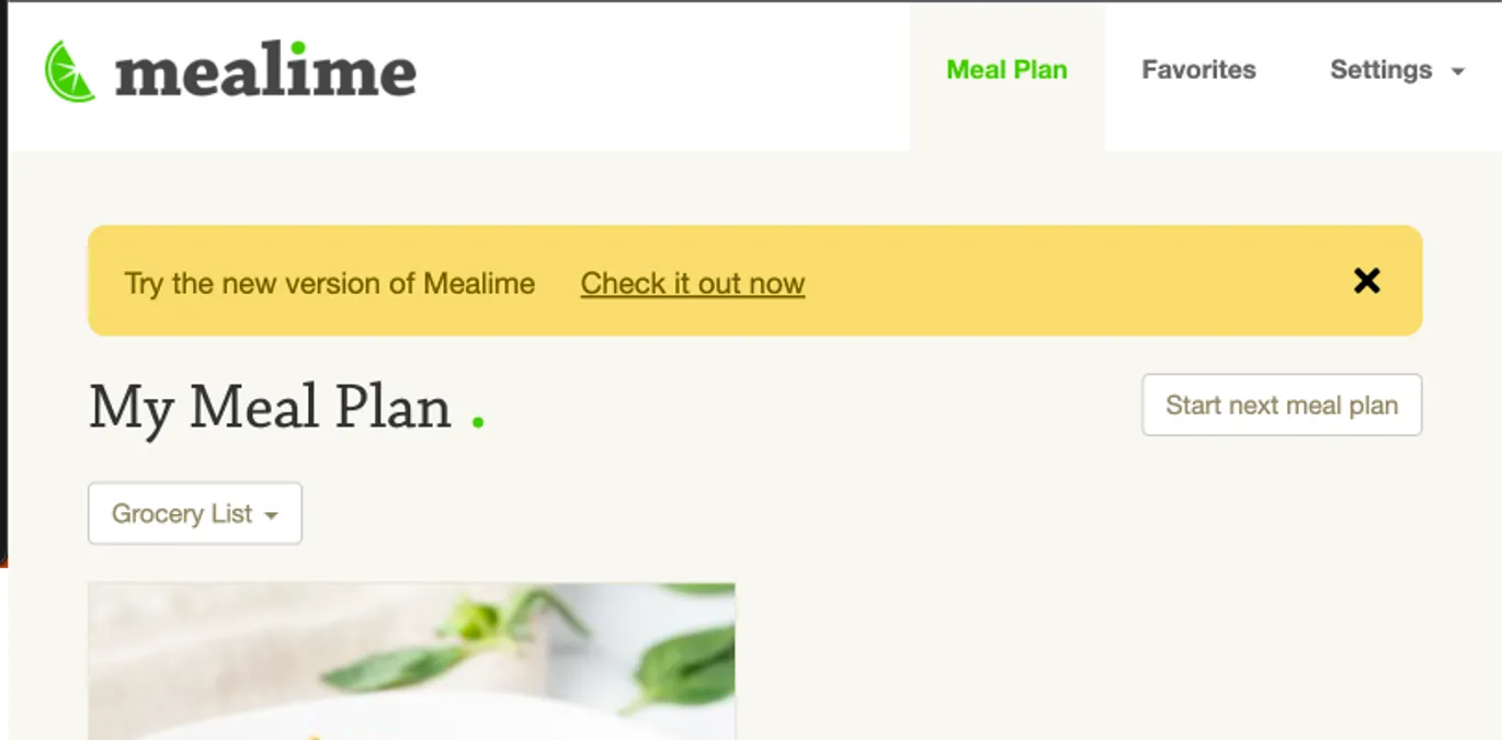 Mealime new version