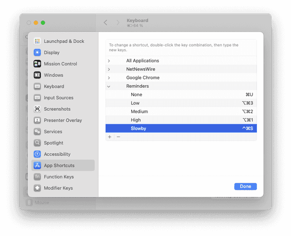 reminders app shortcuts